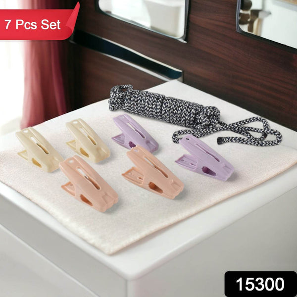 Cloth Drying Rope with Clips – Convenient and Durable Hanging Solution (7 Pc Set) - dailyneed.life