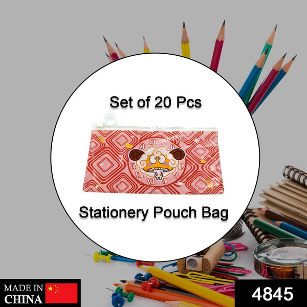 20 Pc Red Printed Pouch For Carrying Stationary Stuffs And All By The Students. - dailyneed.life