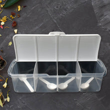 Kitchen Multipurpose Air-tight 4 Sections Storage Containers / Masala Box Pickle (Achar) Jar with 4 spoon for each section (1 Pc / Mix Color) - dailyneed.life