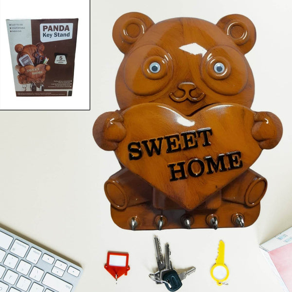 Cute Plastic Panda Key Holder, Wall Key Rack with 5 Hooks (1 Pc) - dailyneed.life