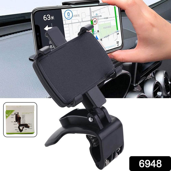 Car Phone Holder Clip Mount 360 Degree Rotation Dashboard Rear View Mirror Sun Visor Smartphone HUD Navigation Fold Stand Plastic Black Compatible For All Smart Phones - dailyneed.life