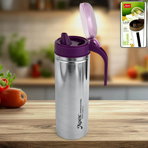 Apex 1000ml Approx. Stainless Steel Oil Pourer (1 Pc) - dailyneed.life