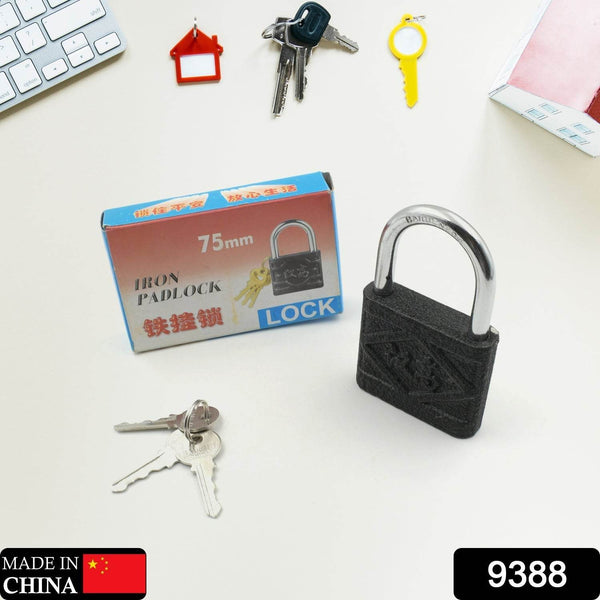 Black Iron Padlock – Brass Core, Waterproof & Anti-Theft for Home & Outdoor (75 mm) - dailyneed.life