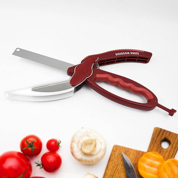 2 in 1 Kitchen Knife Scissor with Spring Locking Hinge and Chopping Board (1 Pc) - dailyneed.life