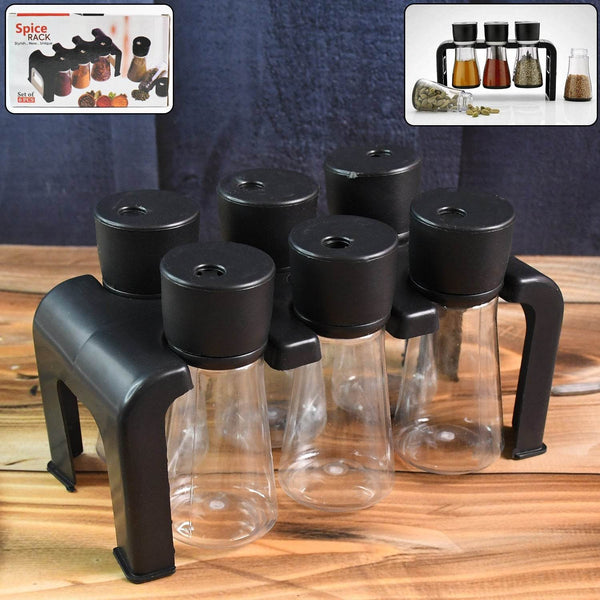 6-Piece Plastic Spice Jar Set with Stand - dailyneed.life