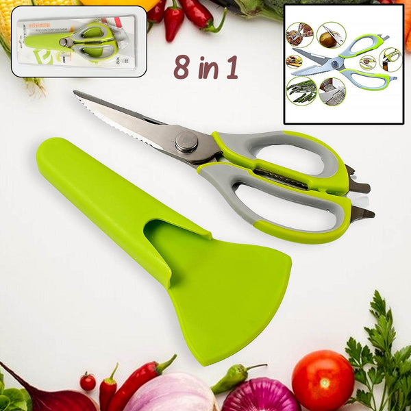 Multi-Purpose Kitchen Shears with Magnetic Holder, Stainless Steel, Red Multifunction Heavy Duty and Kitchen Scissors - dailyneed.life