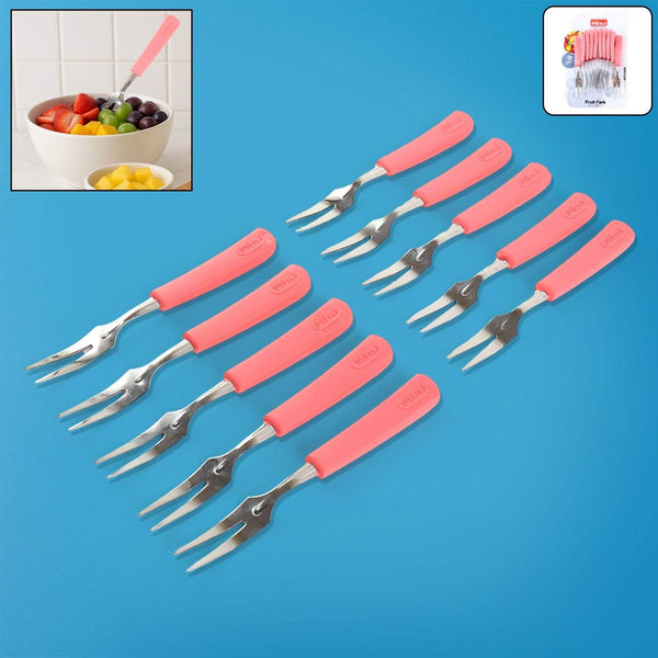 Premium Stainless Steel Fruit Fork Set – 10 Pieces with Soft Non-Slip Handle - dailyneed.life
