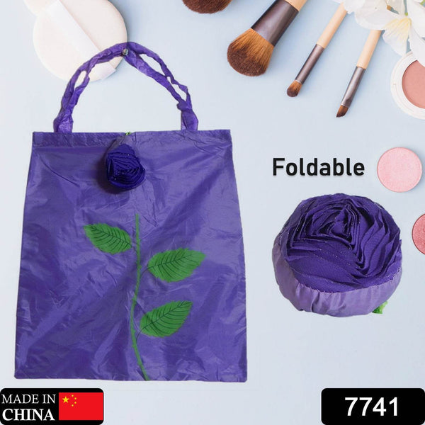 Foldable Nylon Shopping Bag (Rose Design): Reusable, Eco-Friendly (1 Pc) - dailyneed.life