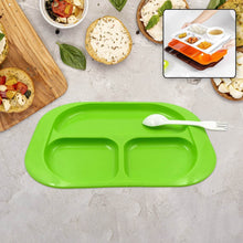 Plastic Food Plates / Biodegradable 3 Compartment Square Plate With Spoon for Food Snacks / Nuts / Desserts Plates for Kids, Reusable Plates for Outdoor, Camping, BPA-free (1 Pc) - dailyneed.life