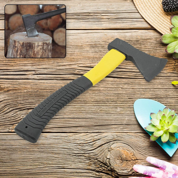 Gardening Tools Hatchet Axe Fiberglass Body Rubberized Handle Wood Cutting Axe, Camping Axe, Safety Axe, Pick Axe (972 Gm) - dailyneed.life