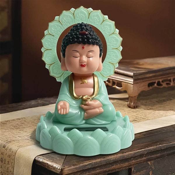Plastic Solar Powered Moving Head Sitting Action Buddha Statue (1 Pc / Mix Color) - dailyneed.life