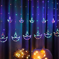 Multicolor 12 Diya Curtain String Lights, Window Curtain Lights with 8 Flashing Modes Decoration Light (Multi Color) - dailyneed.life