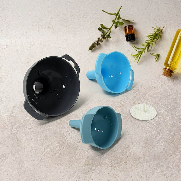3 in 1 Kitchen Funnel Set of 3, Funnel for Filling Bottle, Small Canning Funnel with Handle, Food Grade Plastic Funnel with Detachable Strainer Filter for Liquid, Dry Ingredients, and Powder - dailyneed.life