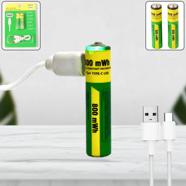 AAA Rechargeable 800 mWh Batteries With Recharging Cable (2 Pc Set) - dailyneed.life