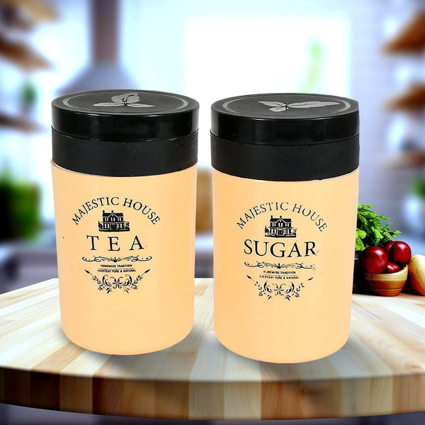 Accurate Seal Tea Sugar Coffee Container, Plastic Damru Shaped Tea, Coffee, Sugar Canisters Jar, New Airtight Food Seal Containers for Salt, Dry Fruit, Grocery 2 Section (800 ML Approx) - dailyneed.life