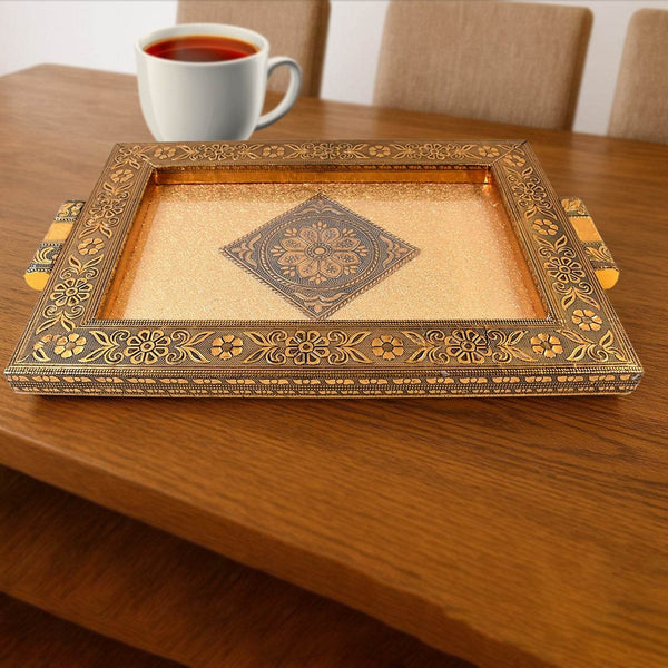 Premium Antique-Style Rajwadi Decorative Serving Tray – 40x26 cm - dailyneed.life