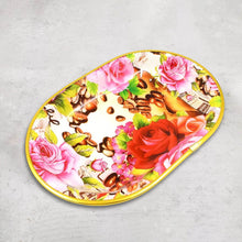 Small Plastic Flower Printed Design Serving Tray (1 Pc / 27 x 18 CM / Mix Color) - dailyneed.life