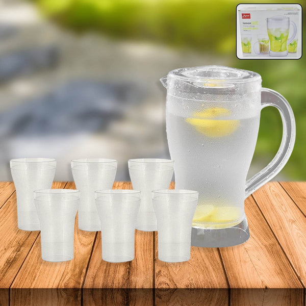 Apex Unbreakable Lemon Jug Set with 6 Glasses – 1200ML Jug + 300ML Glasses Approx - dailyneed.life