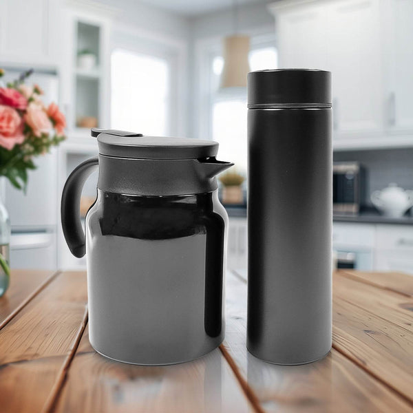 Thermal Coffee Carafe Tea Pot & Water Bottles, with LED Display (Bottle 500 ML & Pot 1000 ML / 2 Pc) - dailyneed.life