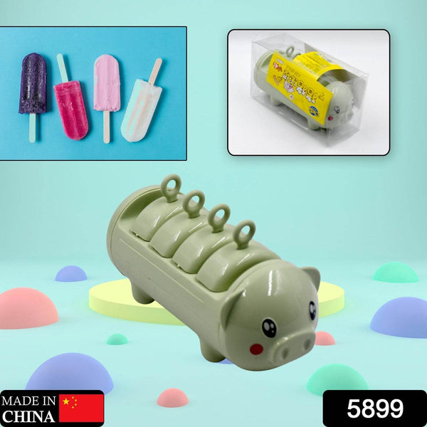 Pig Shape Mold Ice Candy, sicle Mold Ice, Plastic Ice Candy Maker Kulfi Maker Molds Set with 4 Cups - dailyneed.life