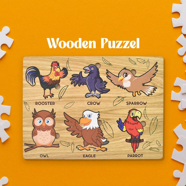 Wooden Bird Puzzle Learning Educational Board (1 Set / 28×20 Cm) - dailyneed.life