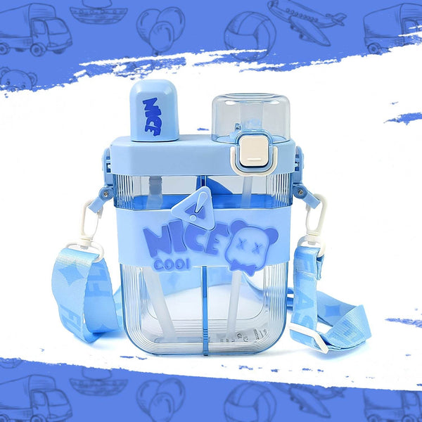 2in1 Dual Compartment Water Bottle with Straw and Adjustable Shoulder Straps (1 Pc / Multi color) - dailyneed.life