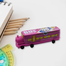 Double Decker Metal Bus Compass Case – 2-Layer with Movable Wheels & Sharpener for Kids - dailyneed.life