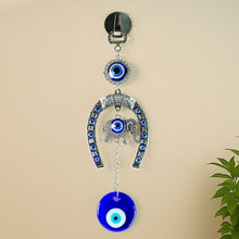 Decorative Evil Eye Hanging with Elephant and Horseshoe Motif, Wind Chime (1 Pc) - dailyneed.life