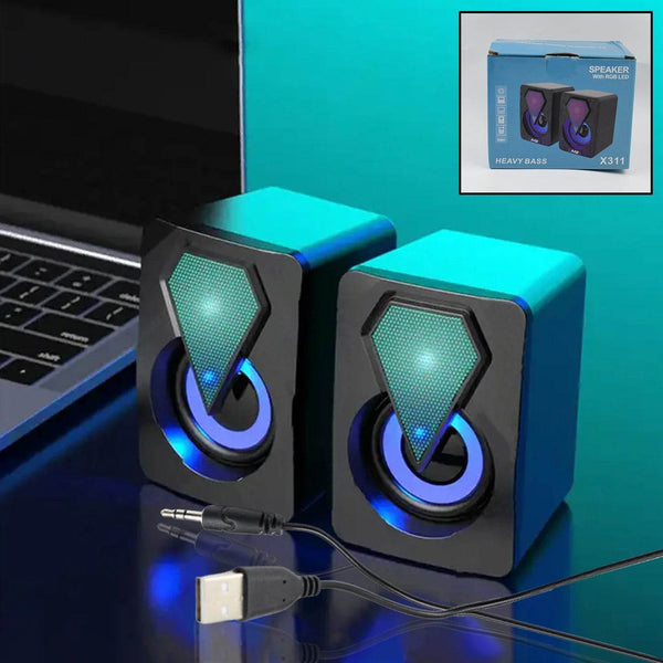 RGB Desktop Speakers, Plug, and Play USB Powered Speaker (2 Pc Set) - dailyneed.life