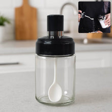 Transparent Glass Storage Jar with Built-in Spoon Approx 250ml - dailyneed.life