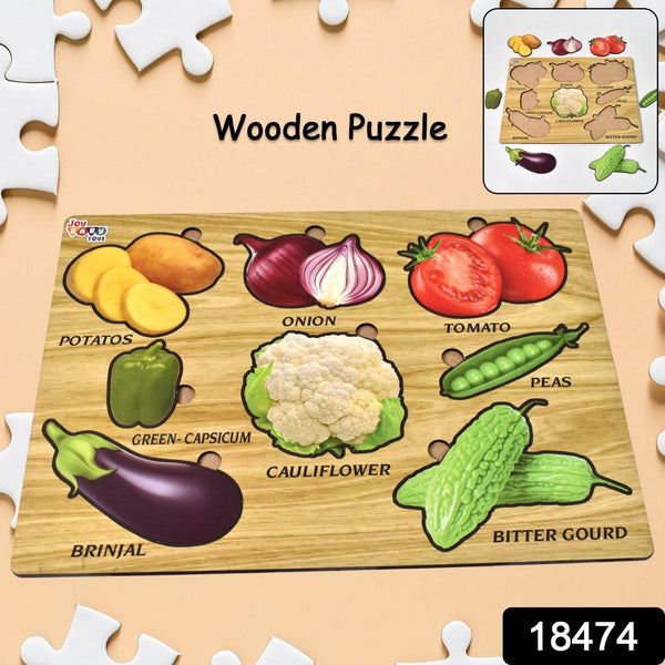 Wooden Vegetable Puzzle Learning Educational Board (1 Set / 28×20 Cm) - dailyneed.life