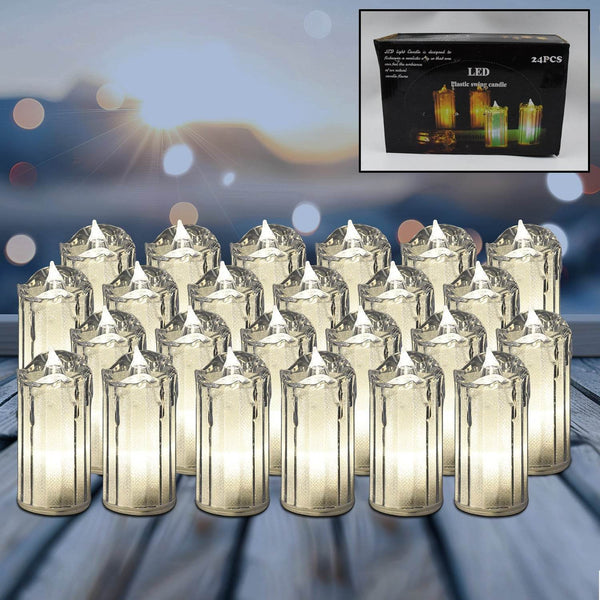24 Pc Flameless and Smokeless Decorative Melting Candles LED Tea Light Candle Flickering Electronic Candle, Diwali - dailyneed.life