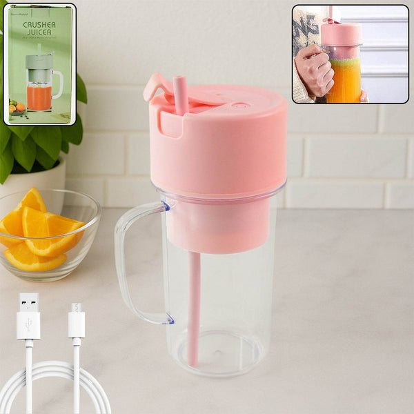 Portable Crusher Juicer With Handle & Straw, USB Rechargeable Multi Blades (420 ML) - dailyneed.life