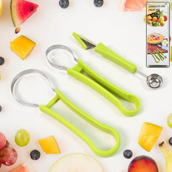Professional 3 in 1 Stainless Steel Watermelon Cutter Fruit Carving Tools Set (1 Set) - dailyneed.life