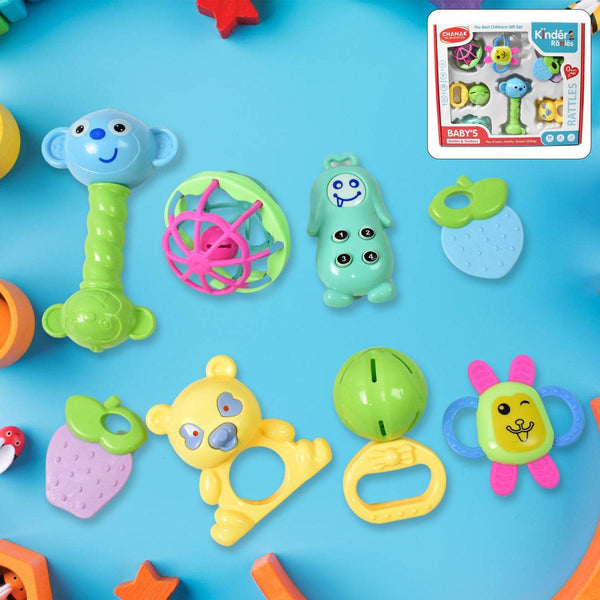 Kinder Rattles Classic Store Plastic Non-Toxic Shake and Grab Ball Baby Rattles & Teethers (8 Pcs Set) - dailyneed.life