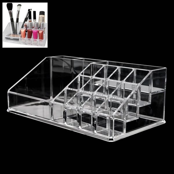 16 Compartment Cosmetic Makeup Jewellery Lipstick Storage Organiser Box, Cosmetic Storage Box Make-up Lipstick Organizer / Lipstick Holder Case Transparent - dailyneed.life