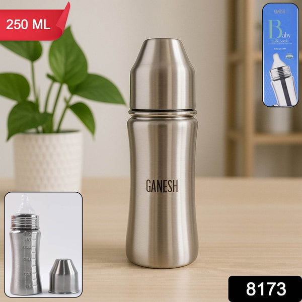 Ganesh Stainless Steel Baby Feeding Bottle, Milk Bottle for New Born / Infants / Toddler Up to 3 Years, BFA Free (250 ML Approx) - dailyneed.life