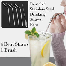 Reusable Stainless Steel Drinking Straws Bent (4 Bent Straws, 1 Brush) - dailyneed.life