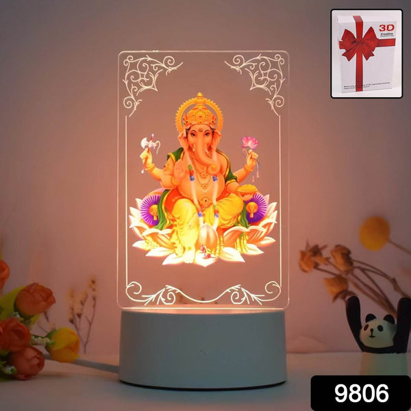 Beautiful 3D Lord Ganesh Frame with soft white light, Ganesh Ganesha (1 Pc) - dailyneed.life