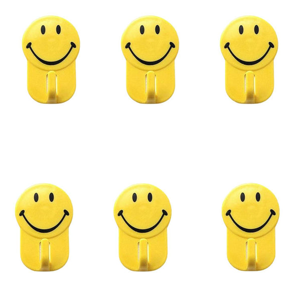 Plastic Self-Adhesive Smiley Face Hooks, 1 Kg Load Capacity (6pcs) - dailyneed.life