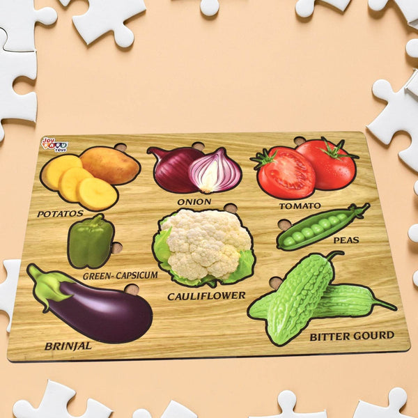 Wooden Vegetable Puzzle Learning Educational Board (1 Set / 28×20 Cm) - dailyneed.life
