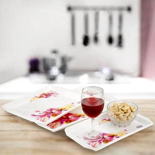 Serving Tray Set (Pack of 3 Pcs) (Small, Medium, Large) (Multicolour) - dailyneed.life