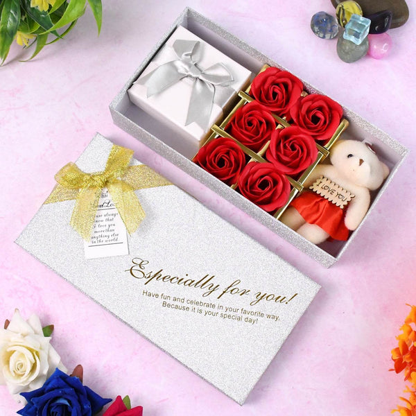 Valentine Day Gift Set Scented Rose Flowers Pack with Teddy - dailyneed.life