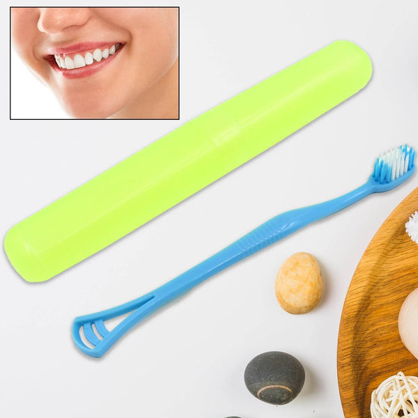 2-in-1 Soft Toothbrush & Tongue Cleaner for All Ages (1 Pc, With Cover) - dailyneed.life