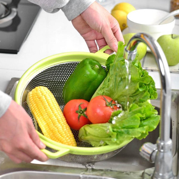 Stainless Steel Colander with Handle - Large Metal Mesh Basket Strainer (1 pc) - dailyneed.life