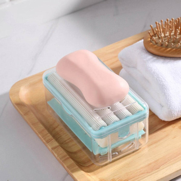 2-in-1 Portable Soap Dish & Dispenser – Multifunctional Soap Holder with Roller & Drain Holes for Bathroom, Kitchen, Home Use (1 Pc) - dailyneed.life