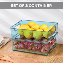 Plastic Refrigerator Organizer Bins, Set Of 2 Stackable Fridge Organizers with Handle, Clear Organizing Food Fruit Vegetables Pantry Storage Bins for Freezer kitchen Cabinet Organization and Storage (2 Pcs Set Mix Color) - dailyneed.life