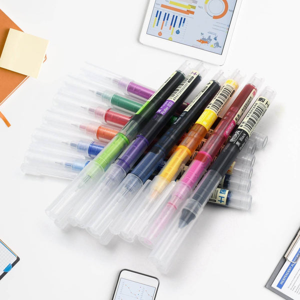 12 Color Rolling Ball Pens, Quick-Drying Ink 0.5 mm Extra Fine Point Roller ball Pens Straight Liquid Gel Ink Pens for Writing, Drawing, Journaling, Taking Notes, School Office Stationery (12 Pcs Set) - dailyneed.life