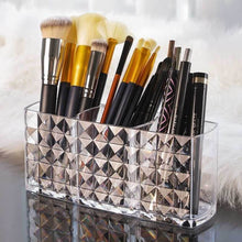 Elegant Crystal-Effect 3-Compartment Acrylic Makeup Brush Holder (1 Pc) - dailyneed.life