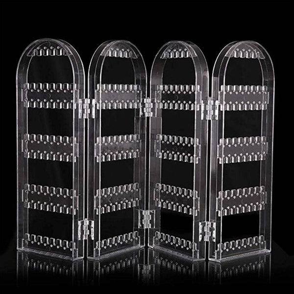 4 Folding Storage Hanger Acrylic Earring Screen Holder Display Stand Clear (1 Set) - dailyneed.life